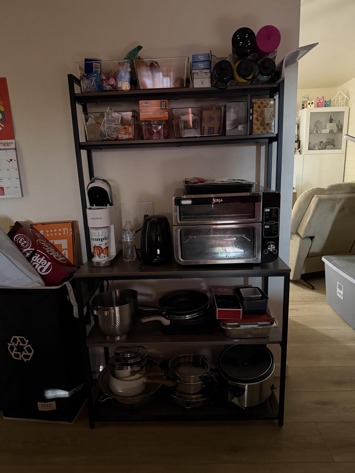 Denkee Large Bakers Rack with Power Outlets, 38 Inch Microwave Stand with Storage, 5-Tier Coffee Bar Stand, Industrial Kitchen Shelf Rack, Rustic Brown customer photo 1