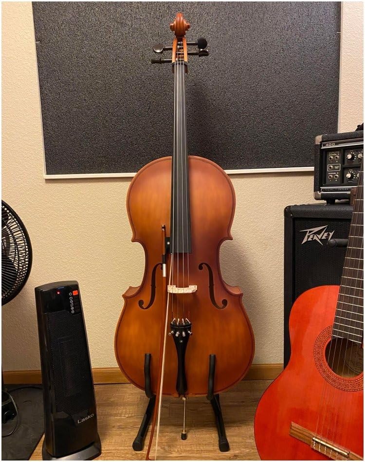 Ktaxon 4/4 Ebony Fitted Cello, Acoustic Cello Full Size Cello (Varnish) | Full Equipment | Including 7mm Padding Cello Case, Extra String, Bridge, Bow and Rosin for Beginner Adult customer photo 1