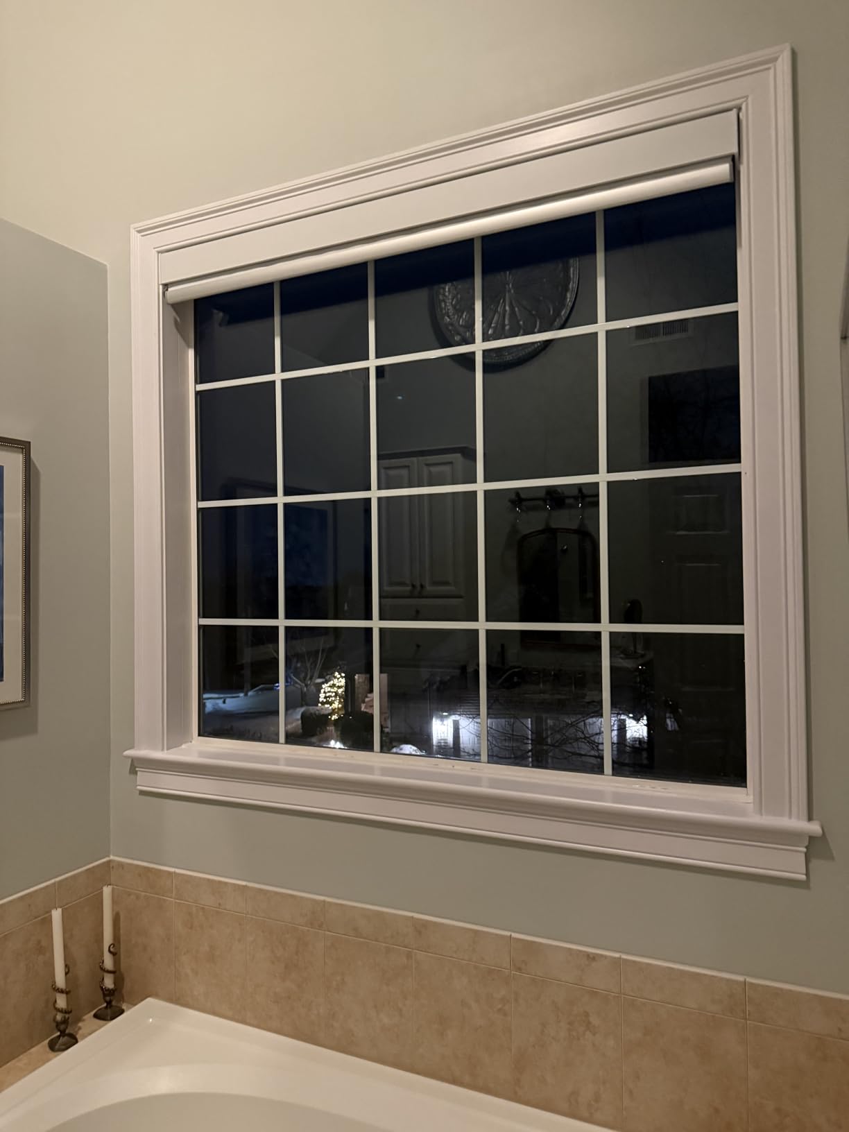 Motorized Roller Shades, 100% Blackout, Classic White | Automatic Blinds for Indoor Windows, Works with Alexa Google Apple Home, Remote & App Control,Solar/USB Charging,Custom Size customer photo 1