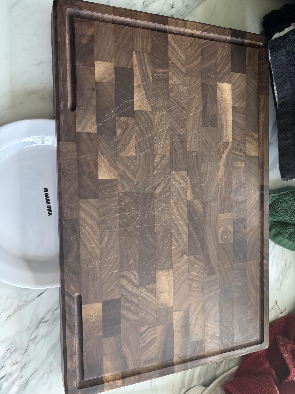 American Walnut Wood Cutting Board, End Grain Butcher Block for Kitchen | Black Walnut Grown in USA - 16