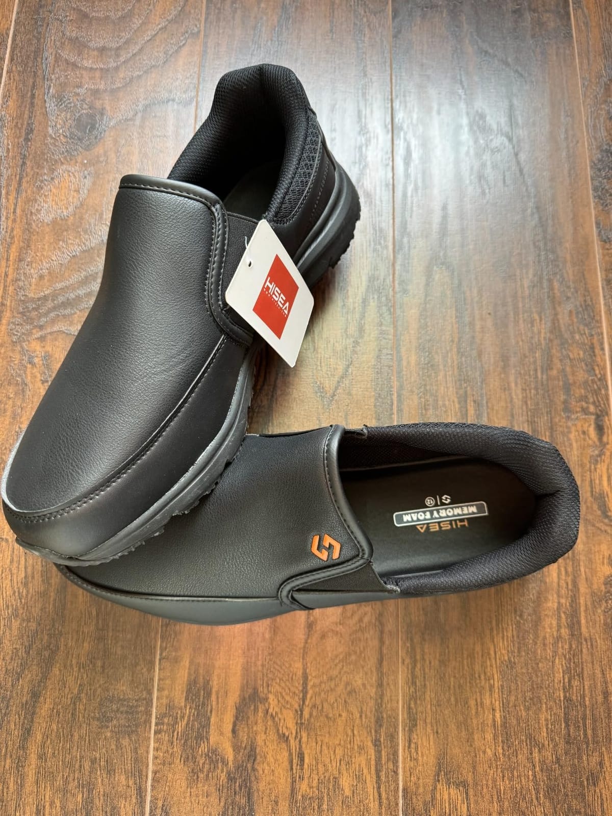 HISEA Non Slip Work Shoes for Men, Slip-On Loafers Chef Kitchen Shoes | Comfortable Lightweight Mens Slip Resistant Work Shoes, Oil & Water Resistant Restaurant Shoes, Food Service Dress, Black customer photo 2