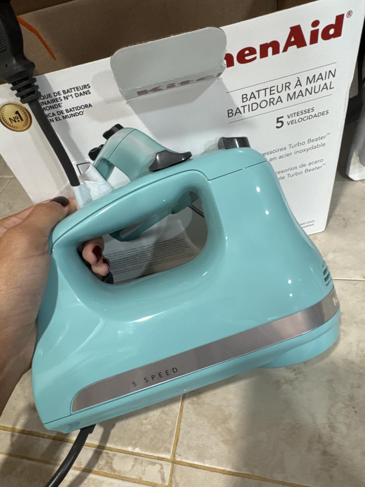 KitchenAid 5-Speed Ultra Power Hand Mixer, Stainless Steel/Plastic, White | 5 Speeds, Lockable Swivel Cord, Turbo Beaters, Easy Release Button, Dishwasher-Safe Beaters customer photo 1