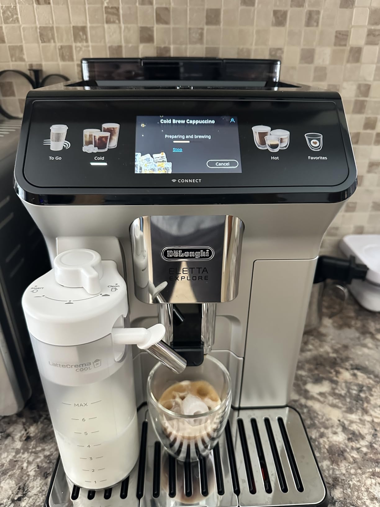 De'Longhi Eletta Explore Espresso Machine with Coffee Grinder, Milk Frother | #1 Worldwide Espresso Machine Maker, 50+ One-Touch Recipes, Travel Mug, Hot & Cold Frother, Built-in Grinder, 4 User Profiles customer photo 1