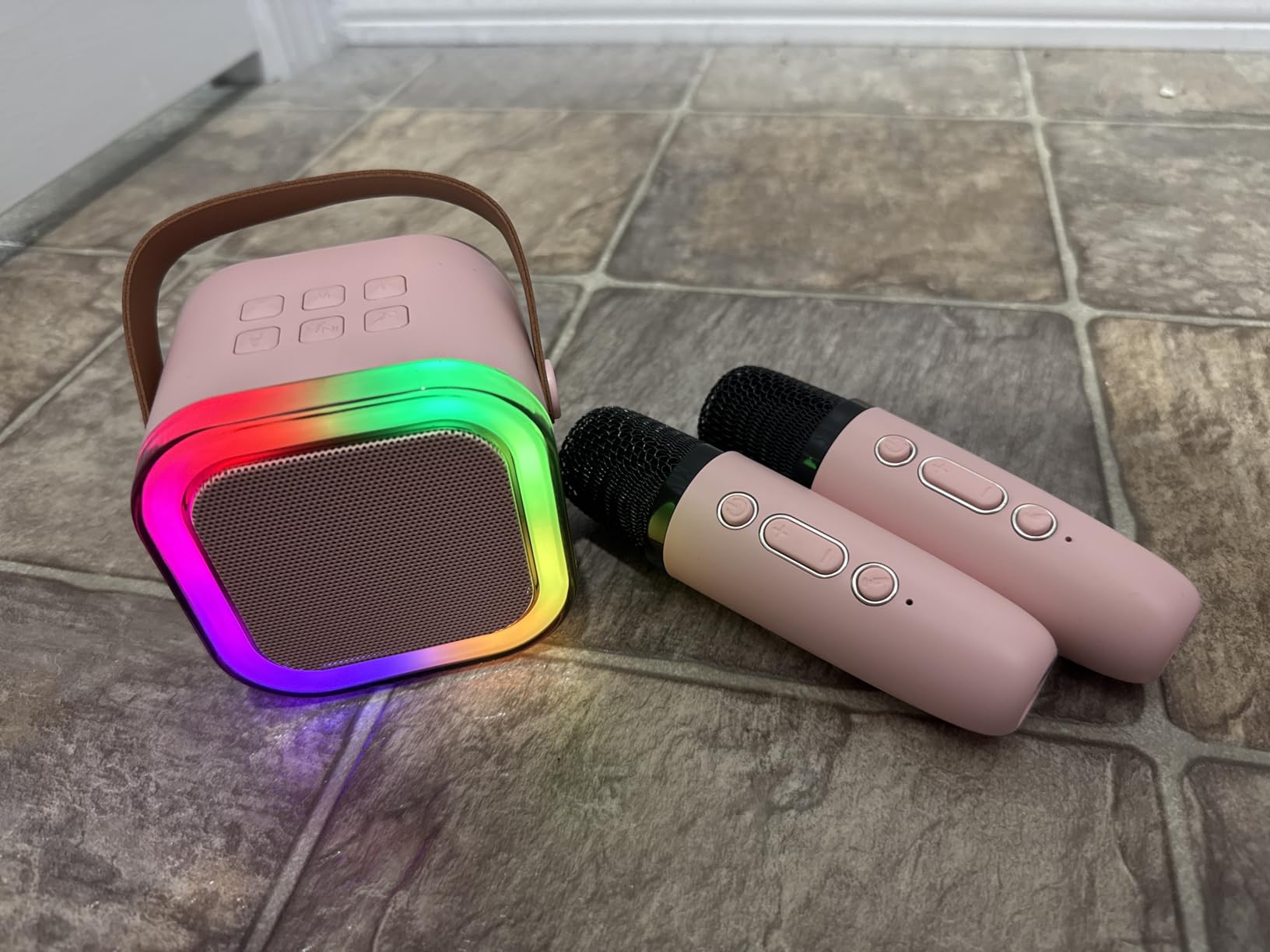 IROO Mini Karaoke Machine for Kids, Birthday Gifts Toys for Girls Ages 3-12 | 2 Wireless Mics, 5 Voice Effects & 1-Month KaraFun Premium, Bluetooth Speaker, Portable MP3 Player For Family Home Party customer photo 1