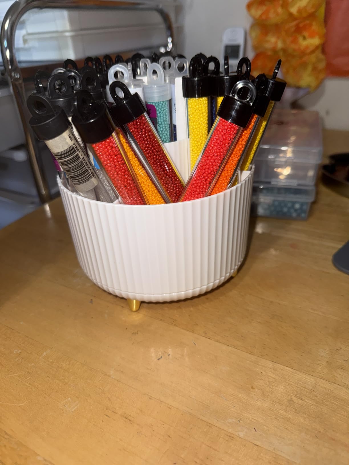 fanado 360° Rotate Makeup Brush Holder Organizer, Makeup Organizers Countertop (White) customer photo 1