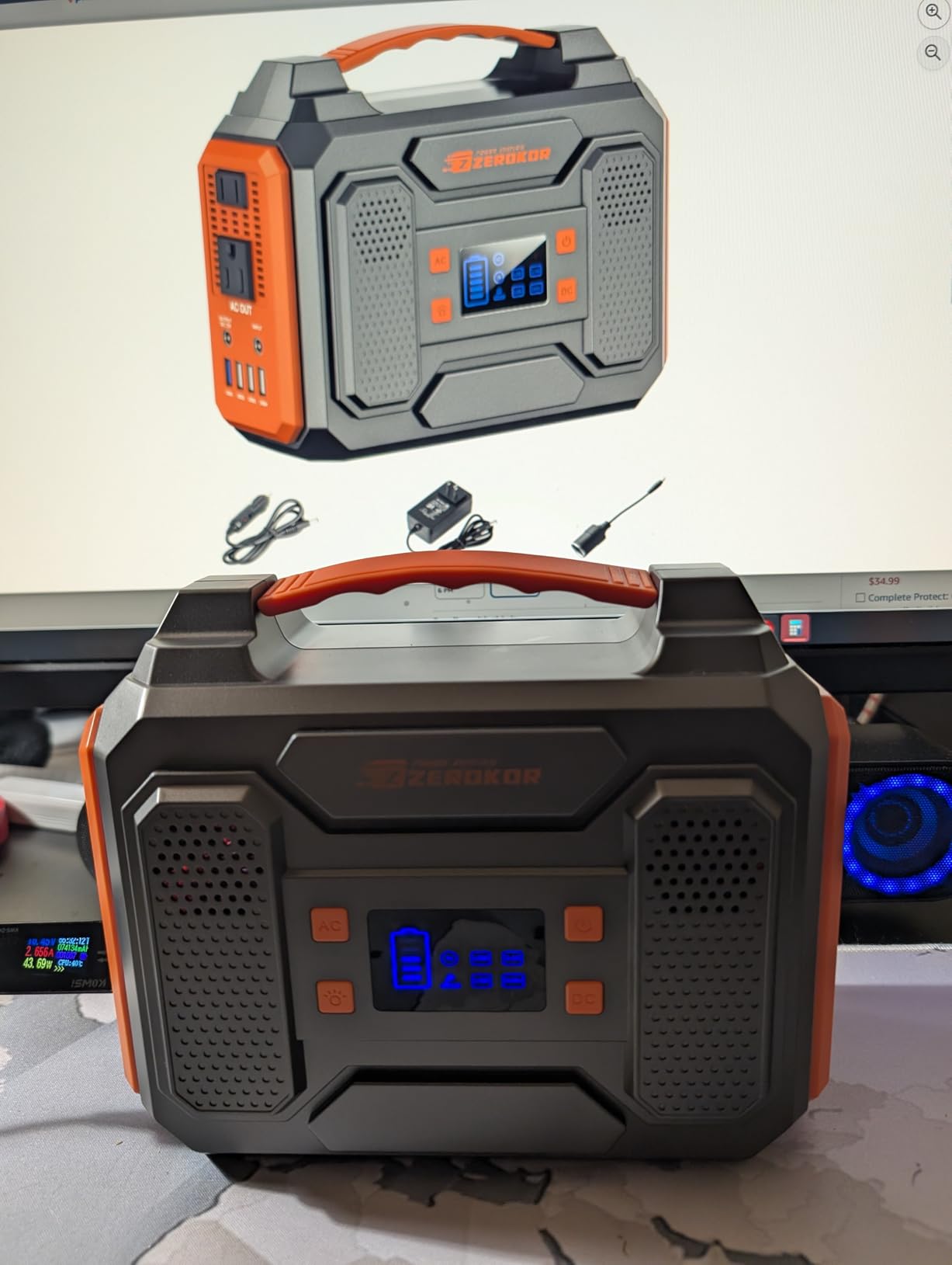 Portable Solar Generator 300W Portable Power Station with 60W Solar Panel | 110V Pure Sine Wave 280Wh Battery Solar Power Pack with USB QC3.0 DC AC Outlet for Camping Smart Device RV Van Outdoor-Orange customer photo 1