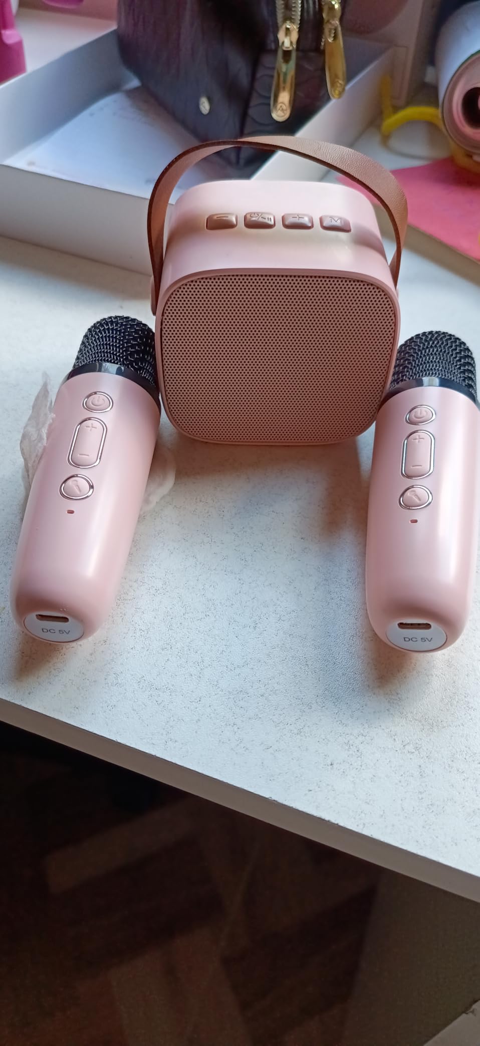 YLL Karaoke Machine for Kids, Birthday Gifts for Girls Ages 4-12 Years Toy | 2 Wireless Microphones, Mini Portable Bluetooth Speaker, 5 Magic Voices, Party Present for Girls Ages 3,4,5,6,7,8,9,10,12+ customer photo 2