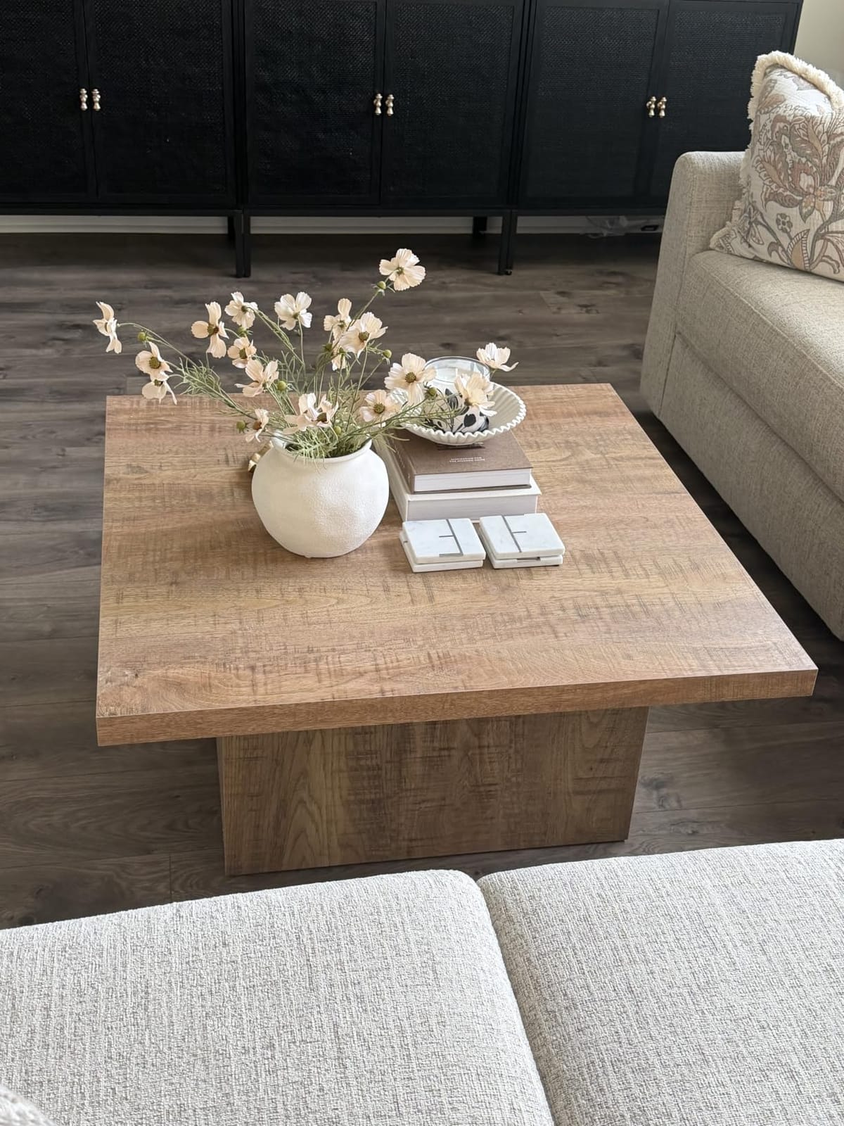 Coaster Home Furnishings Zetta Square Coffee Table, Mango Wood, 35-Inch Top | Rustic Wood-Look Laminate, Modern Living Room Centerpiece Furniture customer photo 2