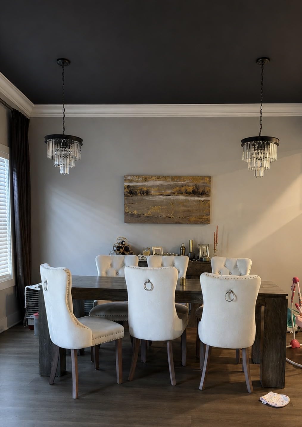 Large Crystal Chandelier Modern Black 30