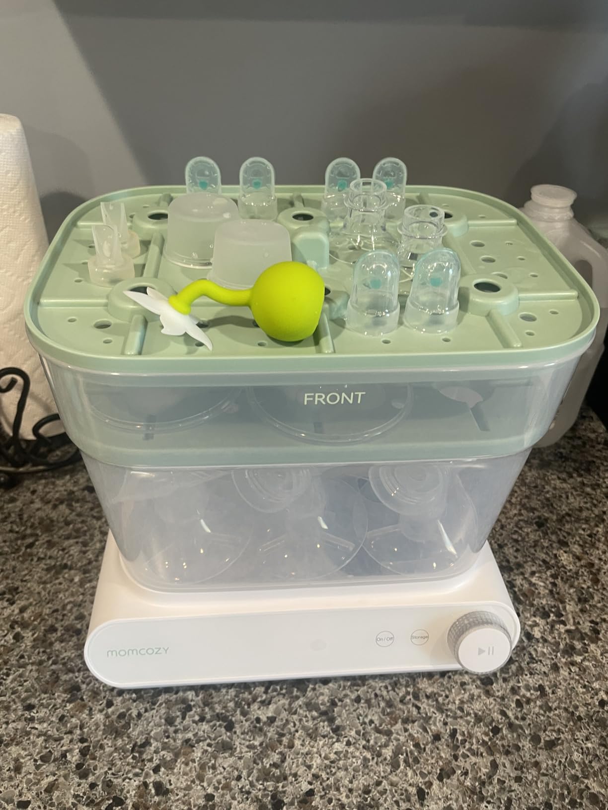 Momcozy 3-Layers Large Capacity Bottle Sterilizer and Dryer, Pump Part Mode | 11-Bottles Capacity, Fast Sterilize and Dry, Breast Pump Parts Rack Included, for Busy Parents customer photo 2