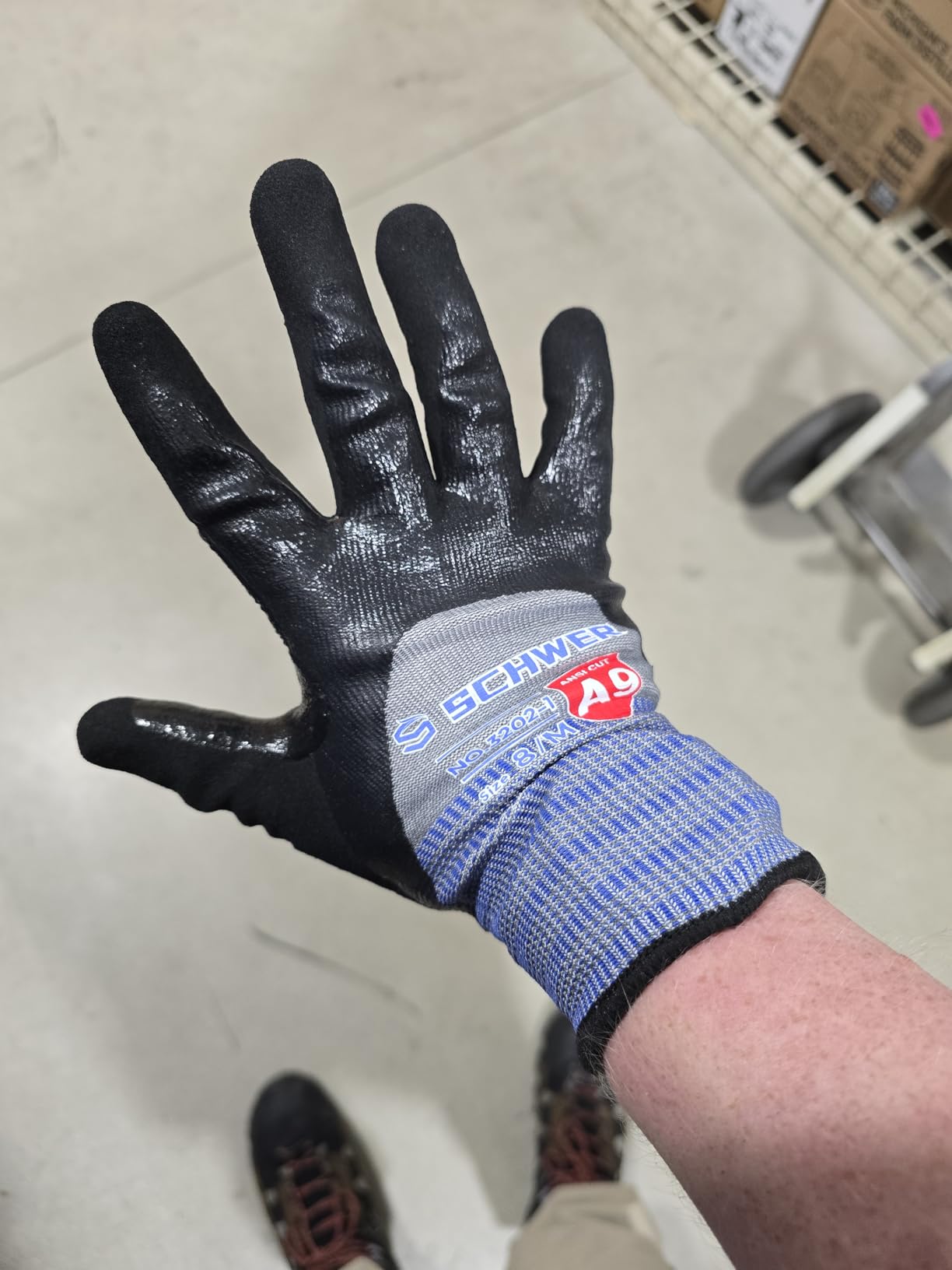 Schwer A9 Cut Resistant Work Gloves, 3/4 Double-Dipped Coating, PM3202, L | Level 5 Abrasion, Level 4 Puncture Resistant, 3/4 Water & Oil Proof, Strong Grip, 18 Gauge, Touchscreen, Durable, Heavy Duty customer photo 2