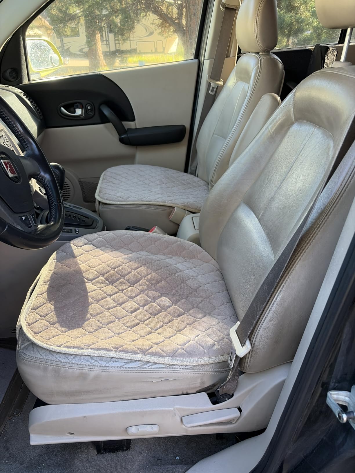 surpassme 2 Comfortable Car Seat Covers Universal Front Seat Coves for Car Accessories with Storage Pockets, Padded Car Interior Covers for Automotive, SUV, Truck, and Van (Grey) customer photo 1