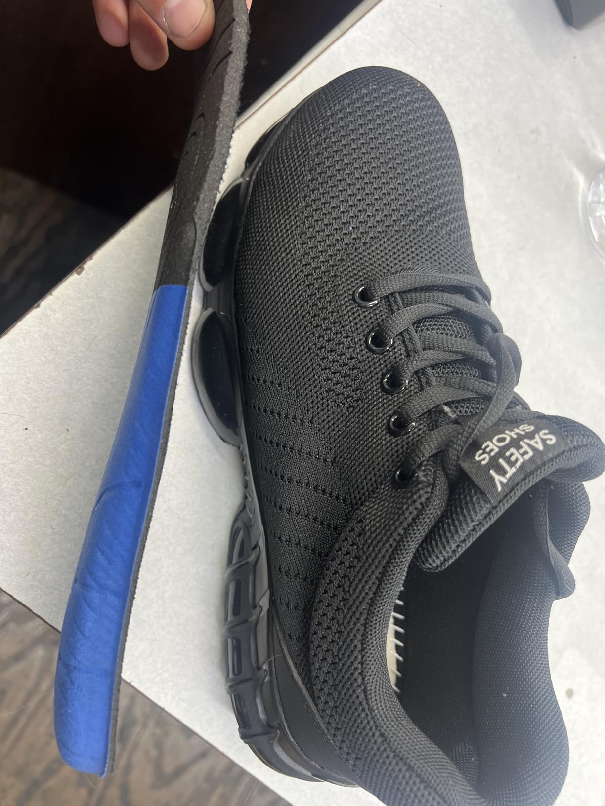Steel Toe Shoes for Men Lightweight Work Shoes Safety Sneakers | Puncture-Resistant Kevlar Midsole, Breathable, Cushioned, Warehouse, Factory, Light Construction Work Black customer photo 2