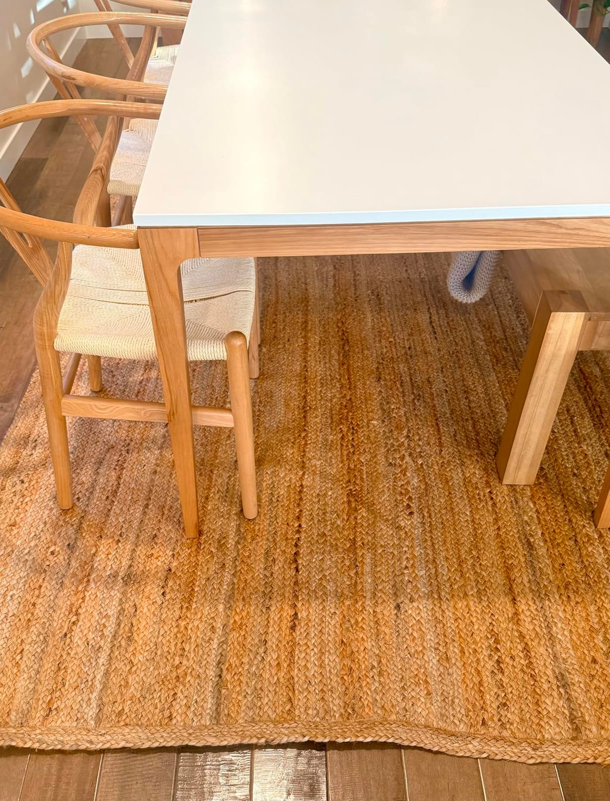 HOMEMONDE Solid Braided Jute Area Rug | Handwoven Reversible Natural Fiber Boho Farmhouse Carpet for Living Room, Bedroom & Dining Room | 8' x 10' | Natural customer photo 2