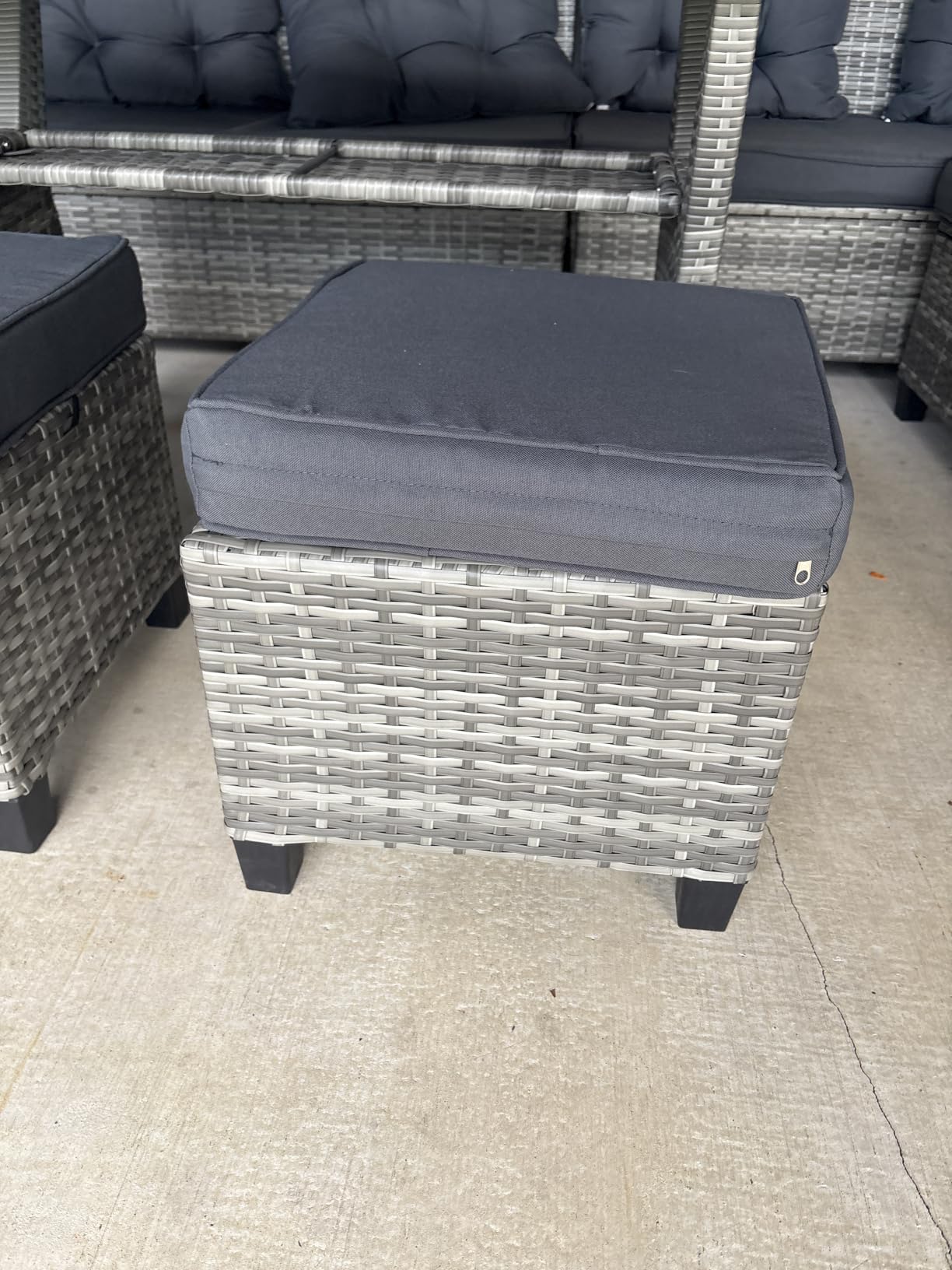 KROFEM 8 Piece Patio Furniture Set, Outdoor Modular Conversation Set, Black | UV Treated Wickers, Machine Washable Cushions, Seats 6, 2 Hidden Storage Compartments, Rustproof Frame, Waterproof customer photo 2