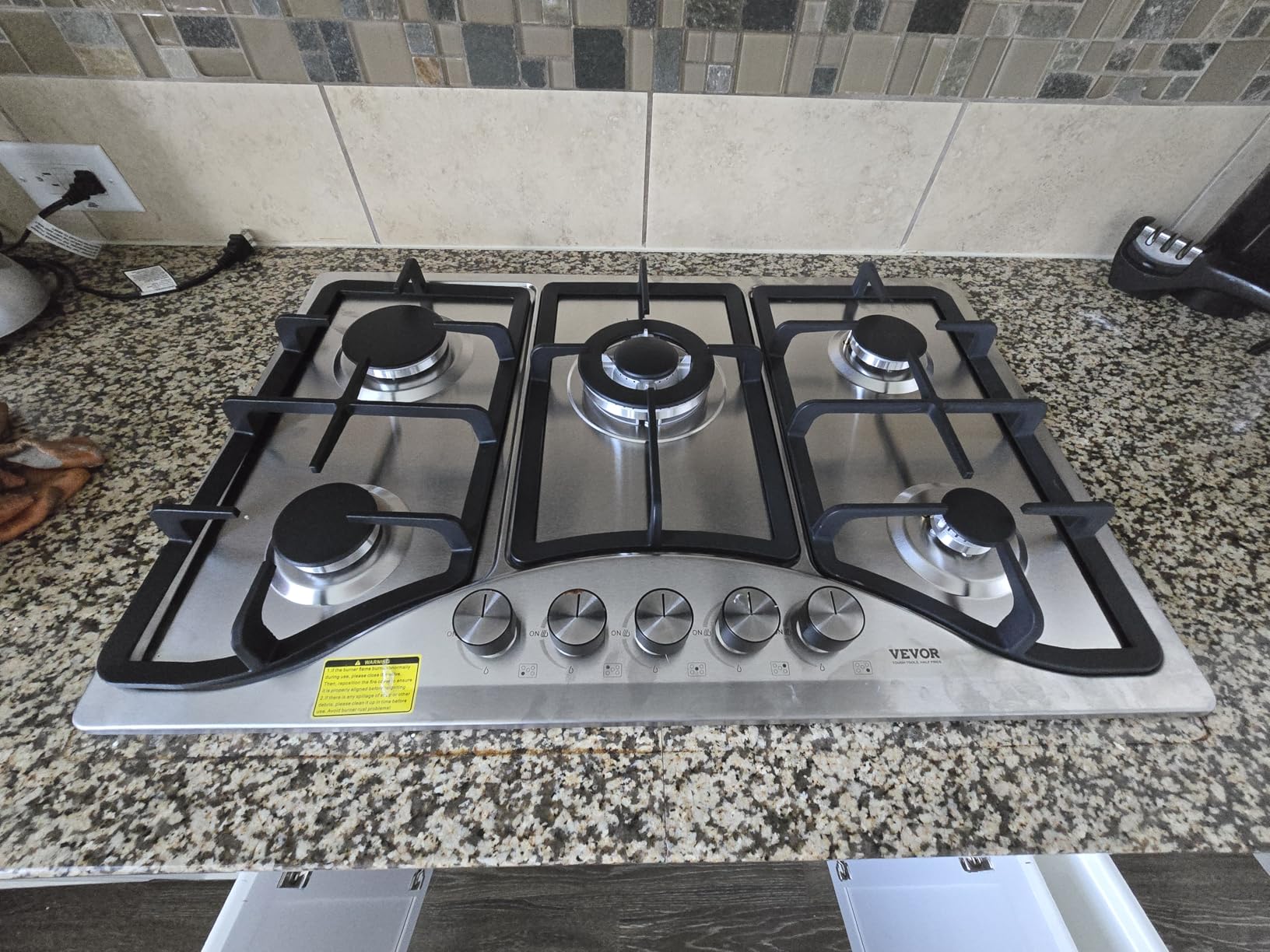 VEVOR 30-inch Gas Cooktop, 5 Burners Built-in Gas Stove Top, Max 12250BTU NG/LPG Convertible Stainless Steel Cooktops, with Thermocouple Protection for Camping, RV, Apartment customer photo 1
