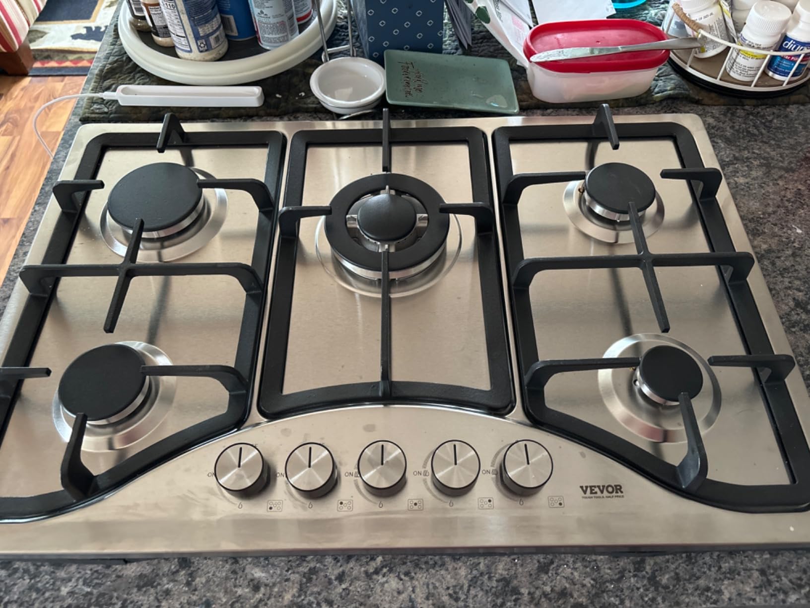 VEVOR 30-inch Gas Cooktop, 5 Burners Built-in Gas Stove Top, Max 12250BTU NG/LPG Convertible Stainless Steel Cooktops, with Thermocouple Protection for Camping, RV, Apartment customer photo 2