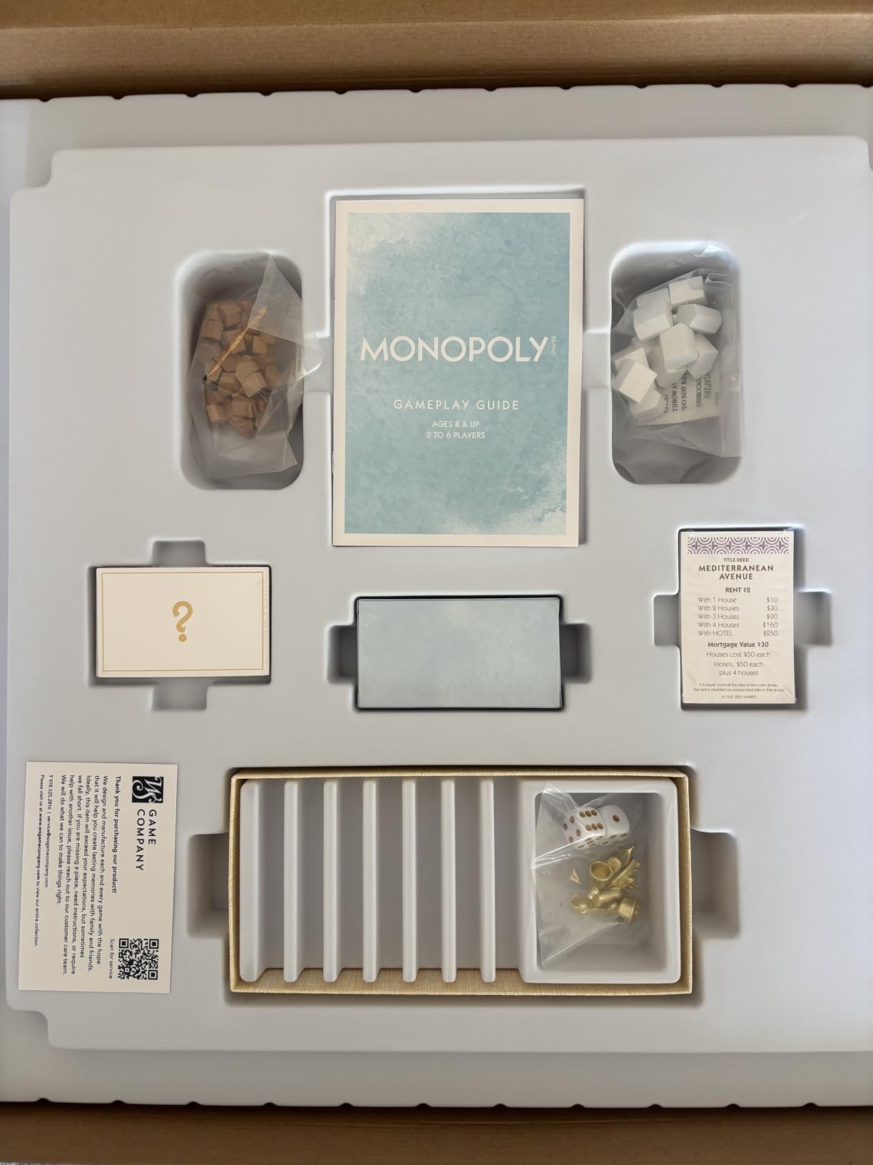 WS Game Company Monopoly Bianco Edition Deluxe White Wood Board Game Set | Coastal Design, Gold Foil Accents, Die-Cast Tokens, Custom Houses, Banker Tray, 2 to 6 Players, Adults and Kids Ages 8 and Up customer photo 2
