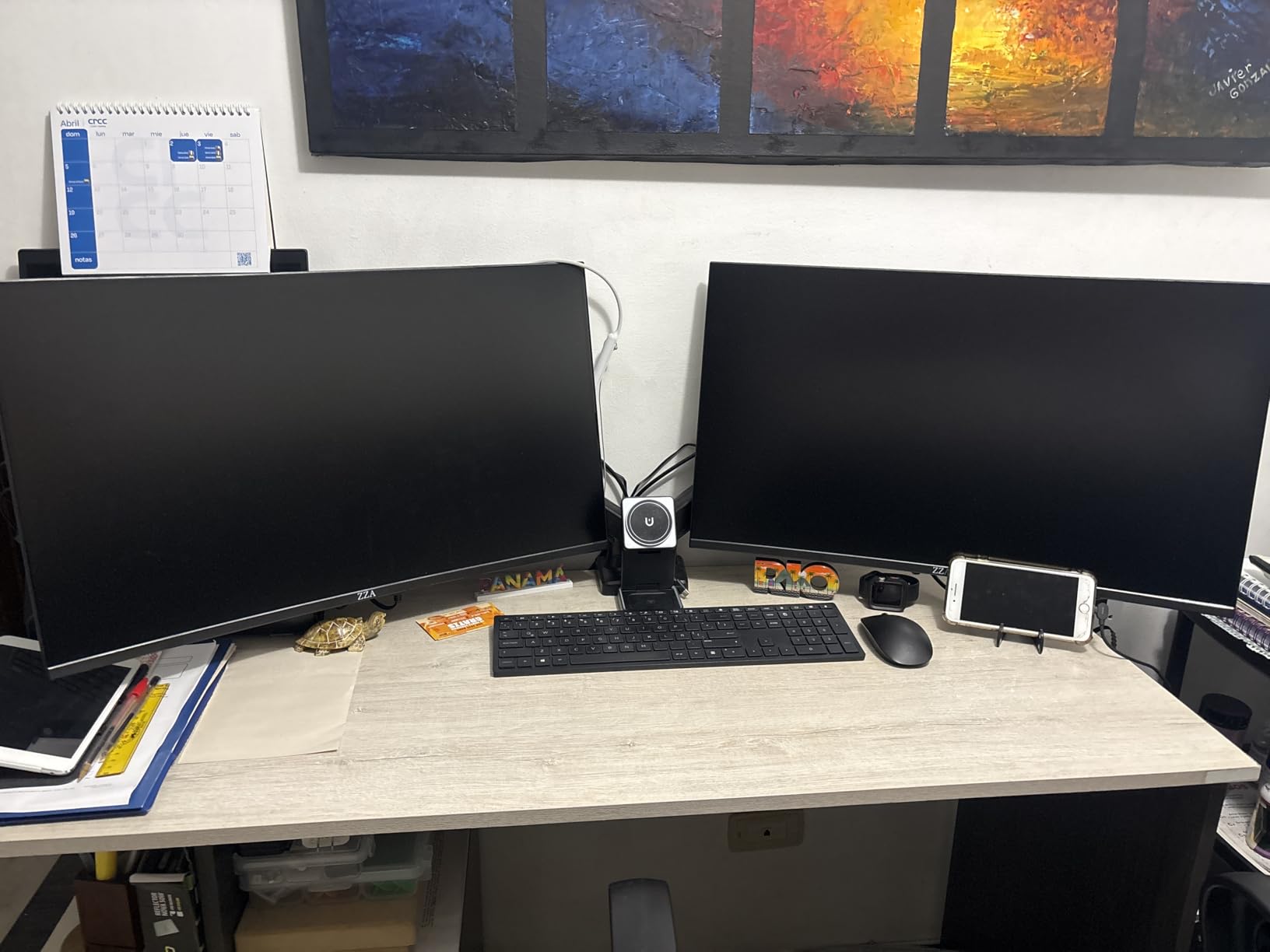 HUANUO Dual Monitor Mount for 2 Monitors up to 32 inches, Each Arm Holds Max 22lbs, Dual Monitor Stand with Advanced System, Height-Adjustable/Tilt/Swivel/Rotate, VESA Standard 75mm or 100mm customer photo 2