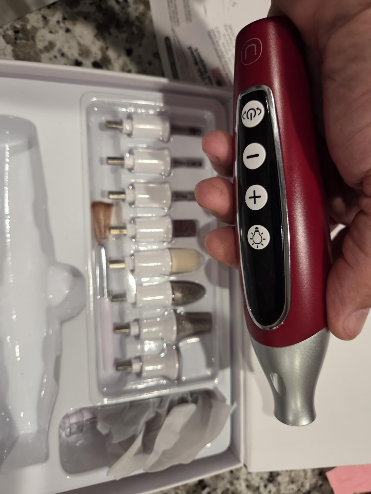 PediLux Pro Professional Manicure Pedicure Kit, Cordless Electric Nail File Drill Set, Thick Toenail Grinder, Toe Nail Dremel Tools, Filer, Buffer, Sander, Remove Cuticles, Callus for Men & Women customer photo 1