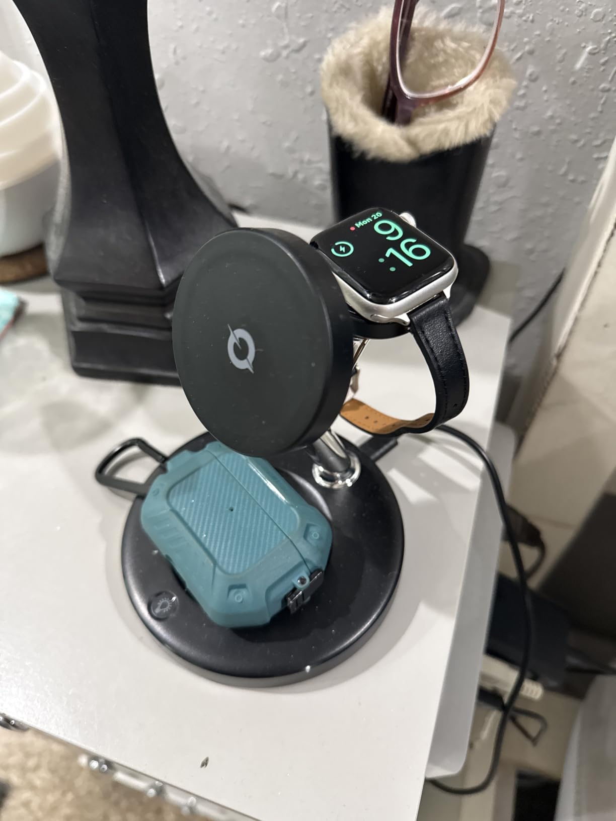 3 in 1 MagSafe Wireless Charger Stand for iPhone Apple Watch AirPods | Adjustable Blue Ambient Light, 15W Magnetic Charging Station for iPhone 17 16 15 14 13 12 Series wireless charging station customer photo 1
