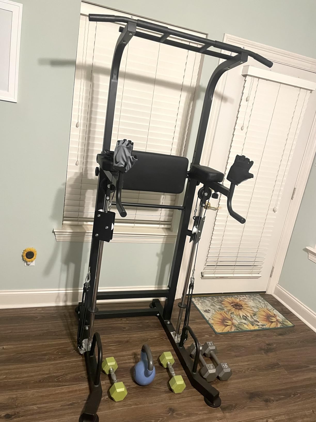 SogesPower Power Tower Multi-Function Pull Up Bar Station for Home Gym | 10-Level Height & 5-Level Armrest Adjustable, 2-IN-1 Assisted Pad, Pull Up Dip Station Strength Training Workout Equipment customer photo 1