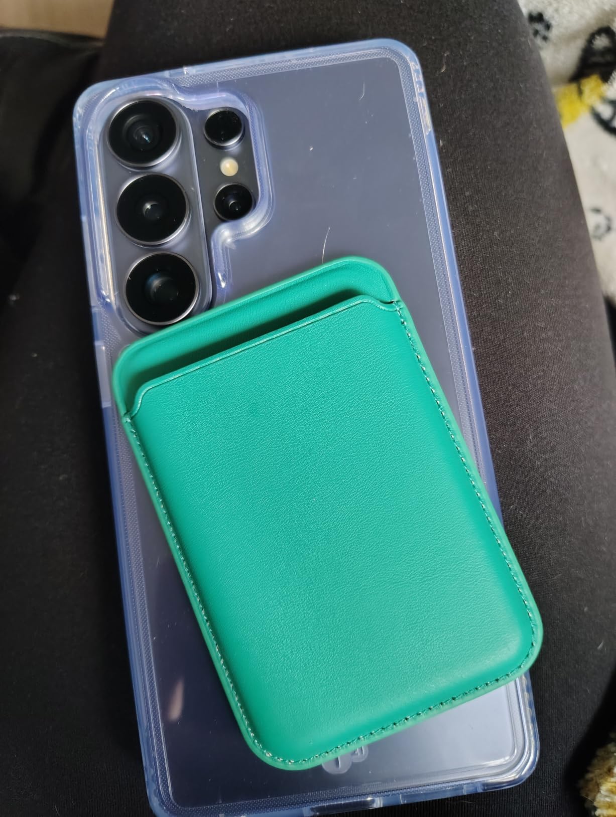 Magnetic Wallet Cell Phone Card Holder for Phone Case with Mag-Safe | Stronger Magnetic RFID Leather Phone Wallet Stick on Series of iPhone 17/16/15/14/13/12 and Pro/Promax, Dark customer photo 1