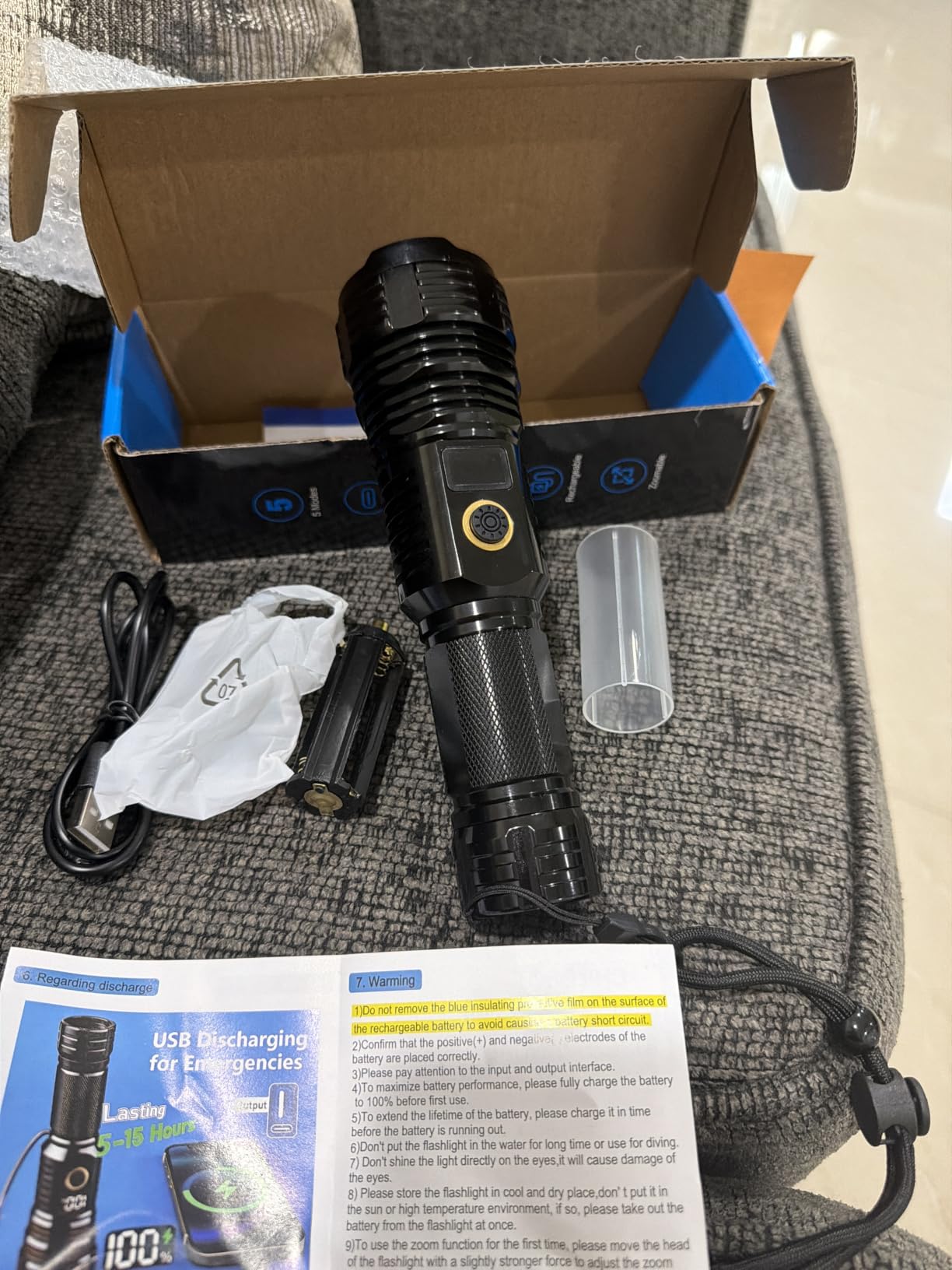 Rechargeable Flashlights High Lumens, 100000LM LED Super Bright Flash Light | LCD Display, Long Range & Long Lasting, Zoomable, Waterproof, 5 Modes, Tactical Linternas for Home Emergencies Camping customer photo 1