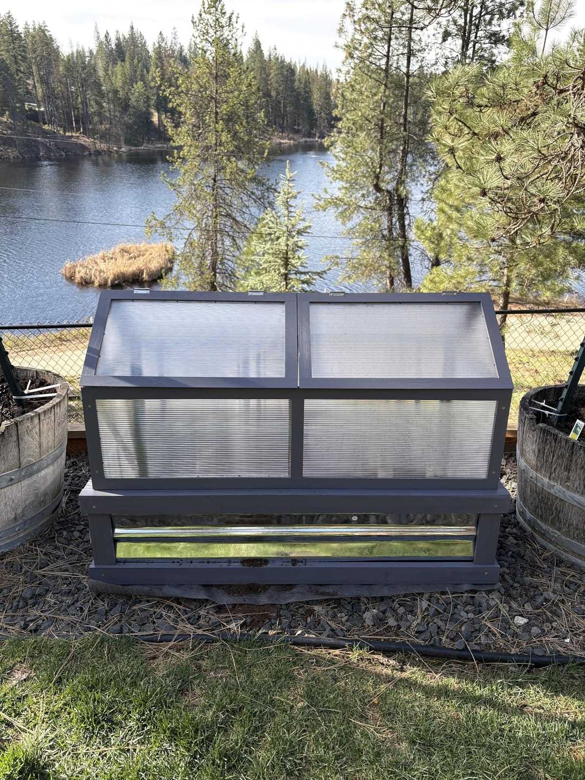 Outsunny Raised Garden Bed, Polycarbonate Mini Greenhouse, Gray | 48