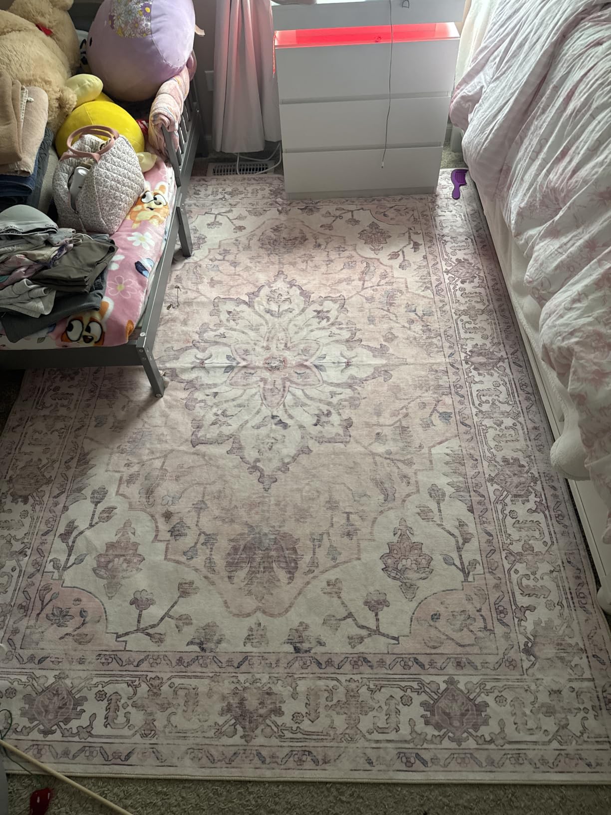RELEANY Washable Area Rug, 8'x10', Brick/Brown/Green | Non-Slip, Water Repellent, Pet Friendly, Easy to Clean, Vintage Floral Boho Decor for Living Room Bedroom Dining Room customer photo 2