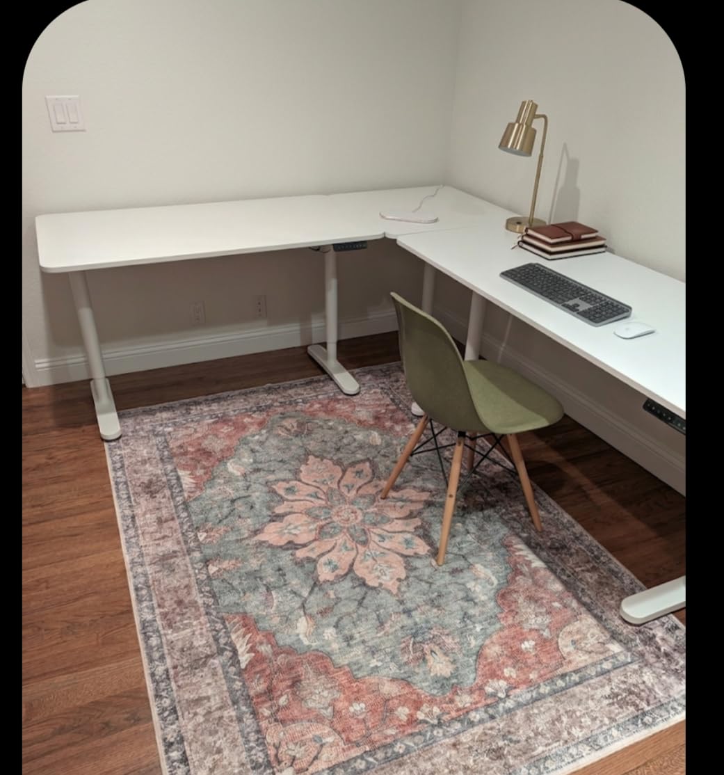 RELEANY Washable Area Rug, Small 2'x3', Brick/Brown/Green, Non-Slip, Water Repellent, Pet Friendly, Easy to Clean, Vintage Floral Boho Decor for Kitchen Entryway Bathroom customer photo 1