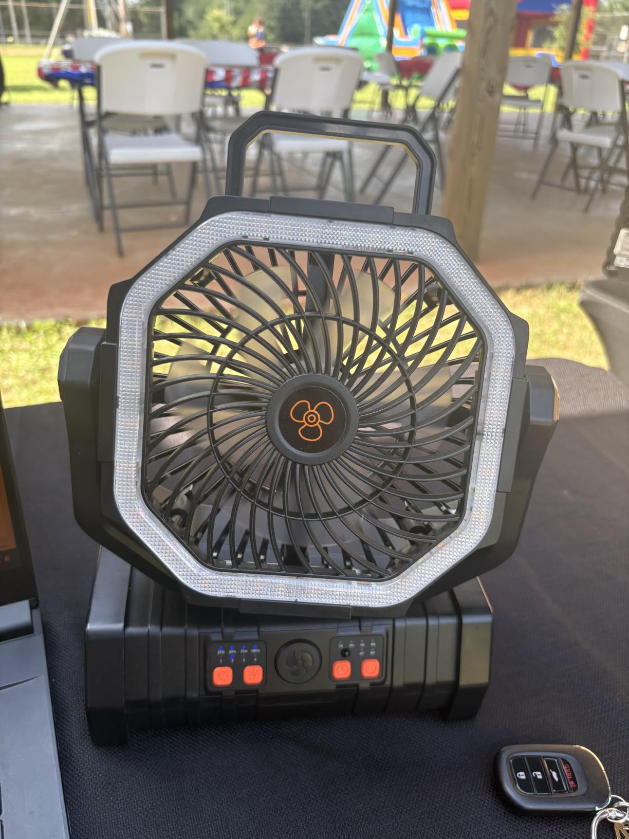 ADUST Camping Fan Battery Powered 20000mAh Outdoor Tent Fans - Orange | Portable Battery Operated Rechargeable Fan with Warm&Cold Lights, Hanging Hook, Timer, Oscillating, 4 Speeds, Remote Control customer photo 1