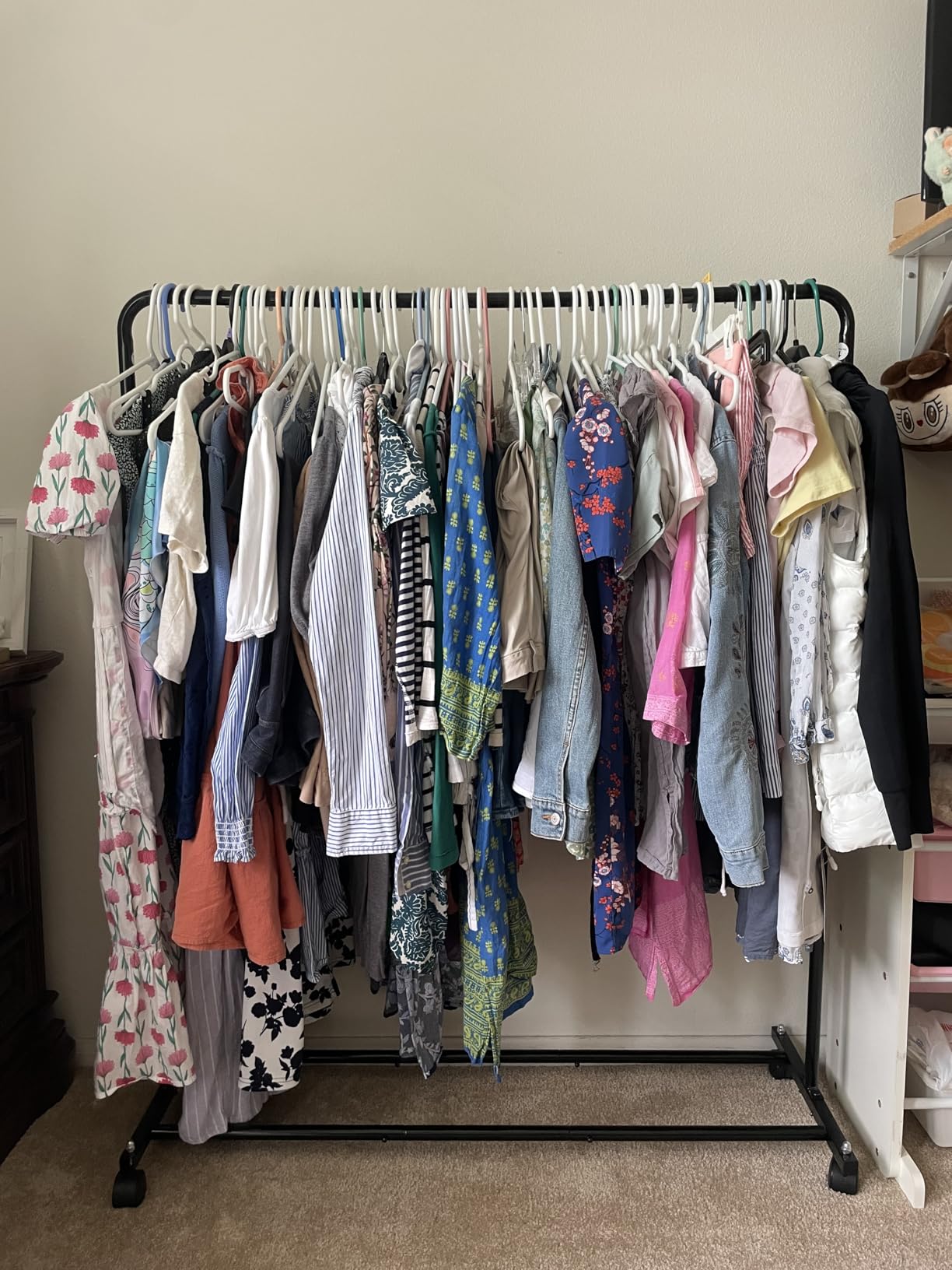 Simple Trending Clothing Rack, Portable Garment Rack, Clothes Rack, Black | Metal Frame, Bottom Shelf, 360° Lockable Wheels, Anti-Slip Stoppers, Bedroom, Laundry Room customer photo 1