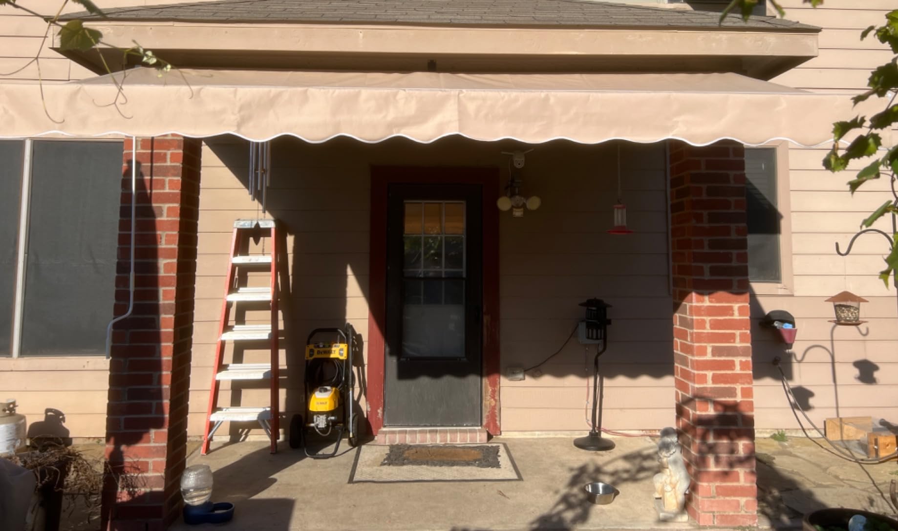 VINGLI 12' x 10' Retractable Awning for Patio Awning Door Awning with Manual Crank Handle, Aluminum Frame Door Canopy UV Resistant (Grey) customer photo 2