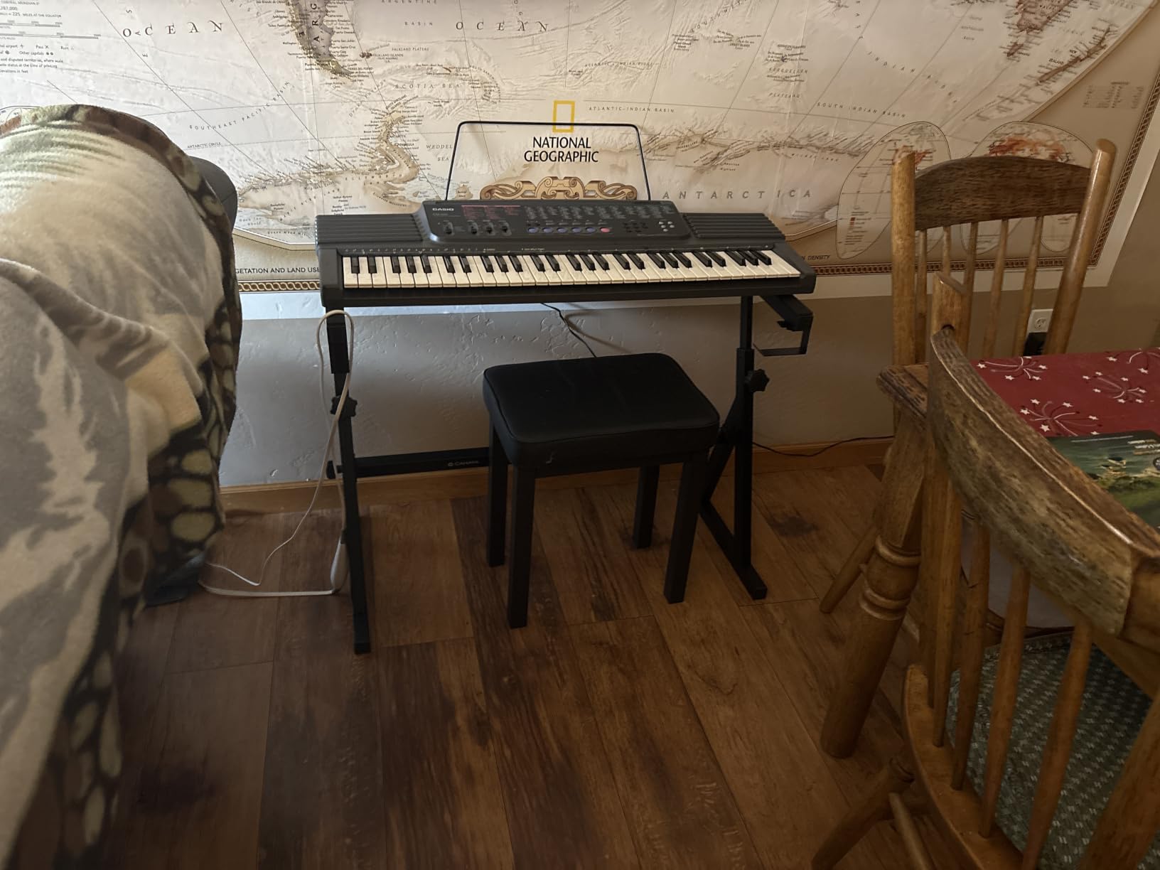 CAHAYA Keyboard Stand Heavy Duty Piano Stand Adjustable Z Style Black | Stable portable design with height & width adjustment. Fits 54, 61, 76, 88 key electric pianos for home and studio. CY0366-1 customer photo 1