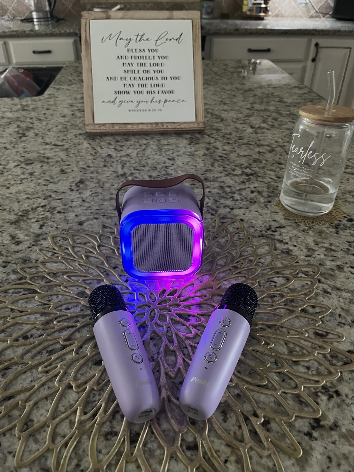 Mini Karaoke Machine, Portable Bluetooth Speaker & 2 Wireless Microphones | Karaoke Player Karaoke Microphone For Family Home Party Outdoor With HI-FI Sound | 5 Magic Sound | PA System | USB | TF | AUX customer photo 2