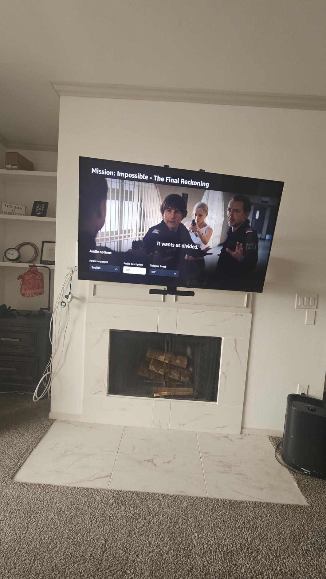 Mount-It! Fireplace Mantel TV Wall Mount, Above Fireplace Height Adjustable TV Mount, Pull Down Mantle Mount with Spring Assist, 65-85 inches, VESA 100x100 to 800x500, max 110 lb Weight customer photo 2