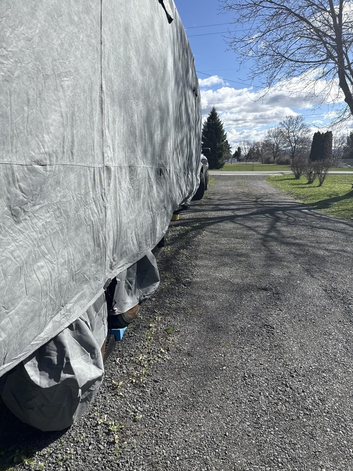 RVMasking Travel Trailer RV Cover, 7-Layer Heavy Duty Waterproof, 24-26ft | Dark Gray Camper Cover for Toy Hauler, Windproof, UV resistant, 3Pcs Reinforced Straps, Tongue Jack Cover, 4 Tire Covers customer photo 2