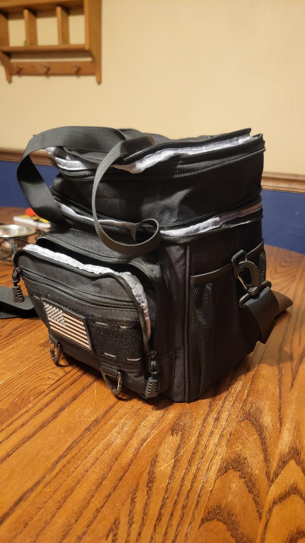 TENKIST Tactical Insulated Lunch Box Men Double Deck Heavy Duty Cooler Bag | 8h Thermal retention, leakproof, upright structure, tactical panel, hang buckles for work, picnic, trip (Black, 20 Cans) customer photo 1