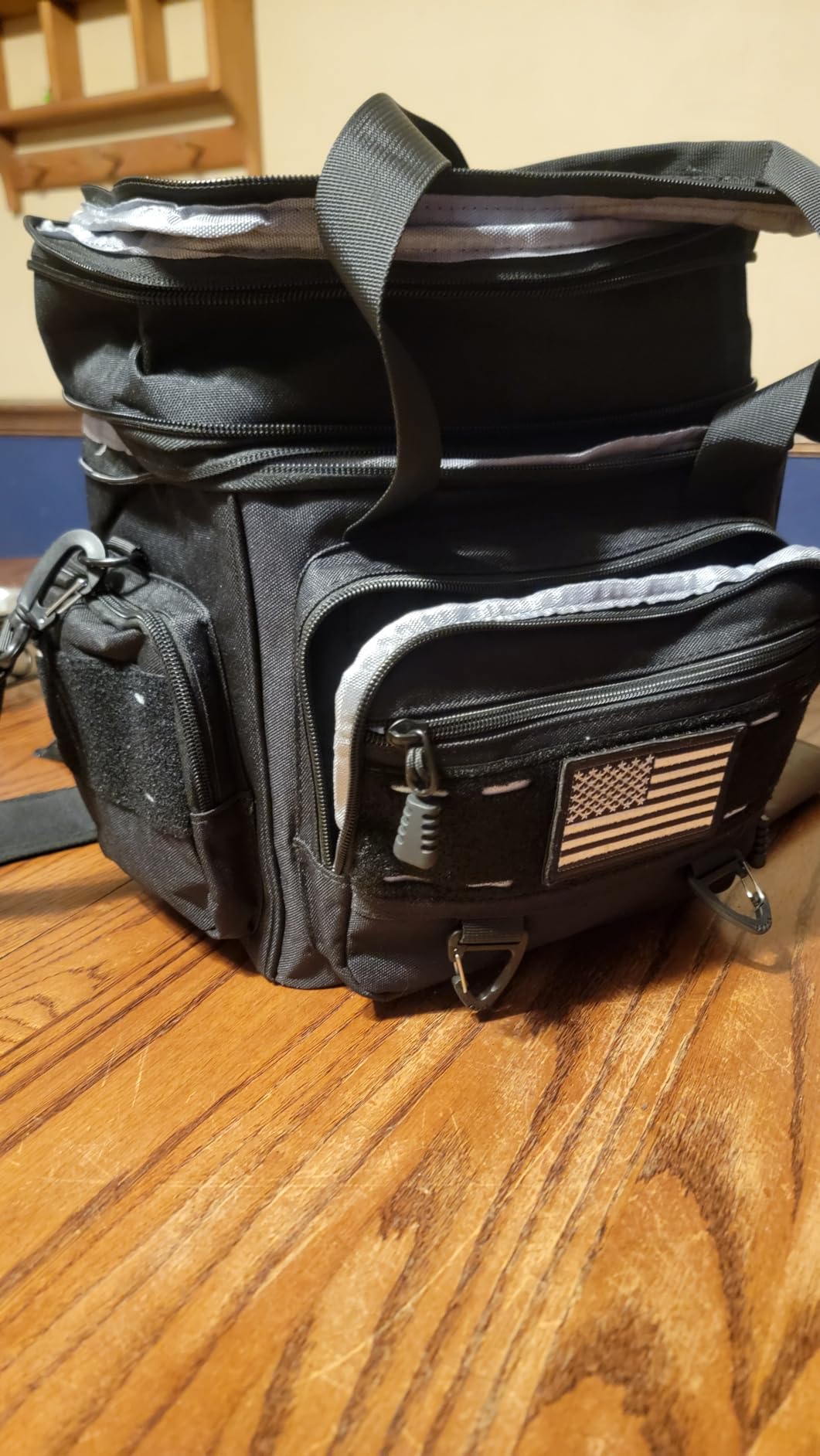 TENKIST Tactical Insulated Lunch Box Men Double Deck Heavy Duty Cooler Bag | 8h Thermal retention, leakproof, upright structure, tactical panel, hang buckles for work, picnic, trip (Black, 20 Cans) customer photo 2
