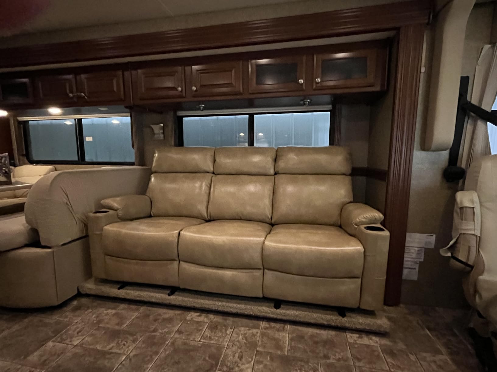 Power Reclining Sofa with Drop-Down Table, Brown | 3-Seat Electric Recliner Couch with Extended Footrest, AC Outlet, USB Ports, Side Pockets, Wall Hugger Recliner for RV customer photo 1