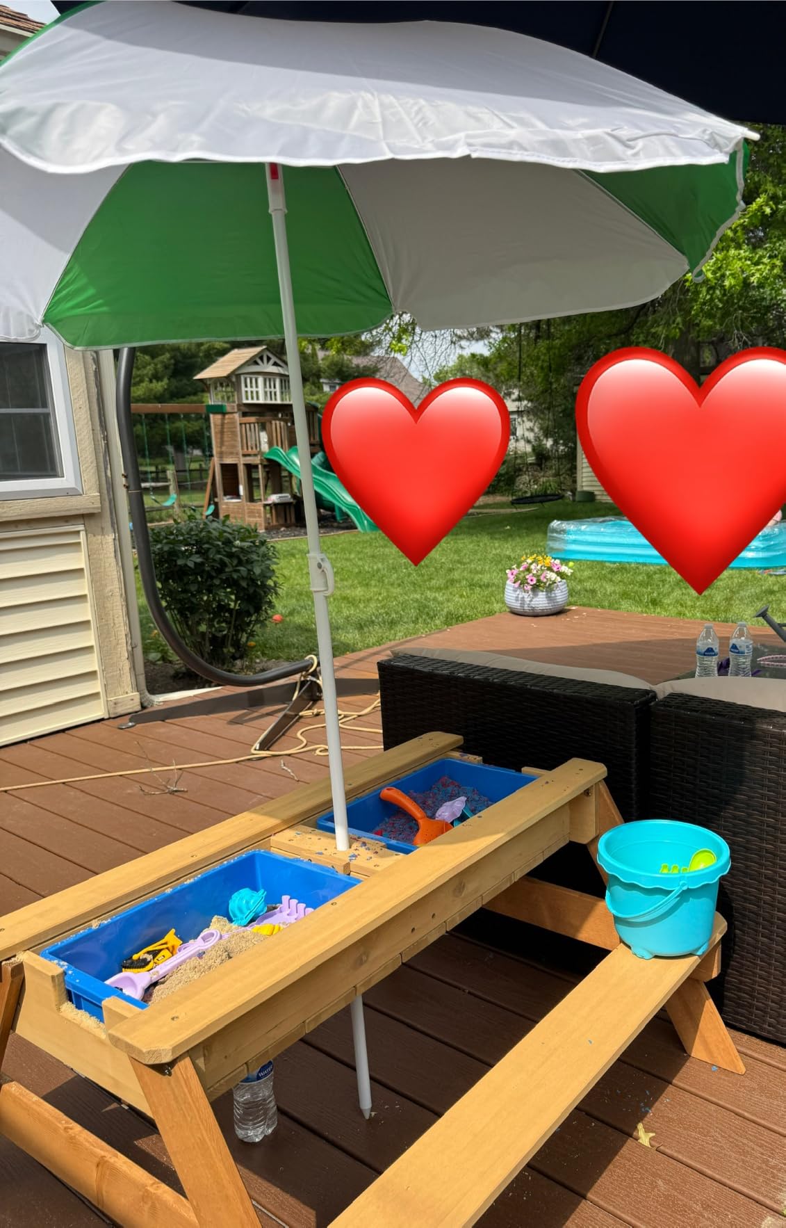 Best Choice Products Kids Picnic Table with Umbrella, 3-in-1 Sand & Water Table, Outdoor Convertible Picnic Table for Toddlers, Seats 4, Removable Top, 2 Buckets - Beige customer photo 2