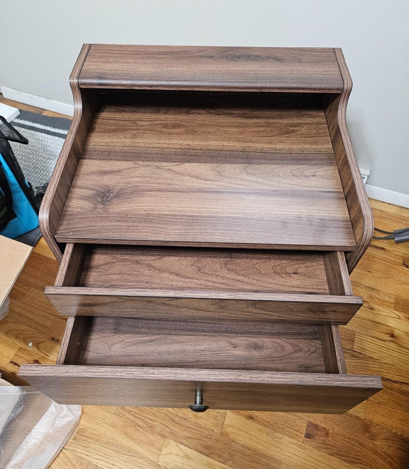 VASAGLE Nightstands, Set of 2, with Hidden Drawers, Solid Wood Legs, Mid-Century Bedside Tables, End Tables for Bedroom, Natural Walnut, MIRANTA Collection ULET624K01S customer photo 1