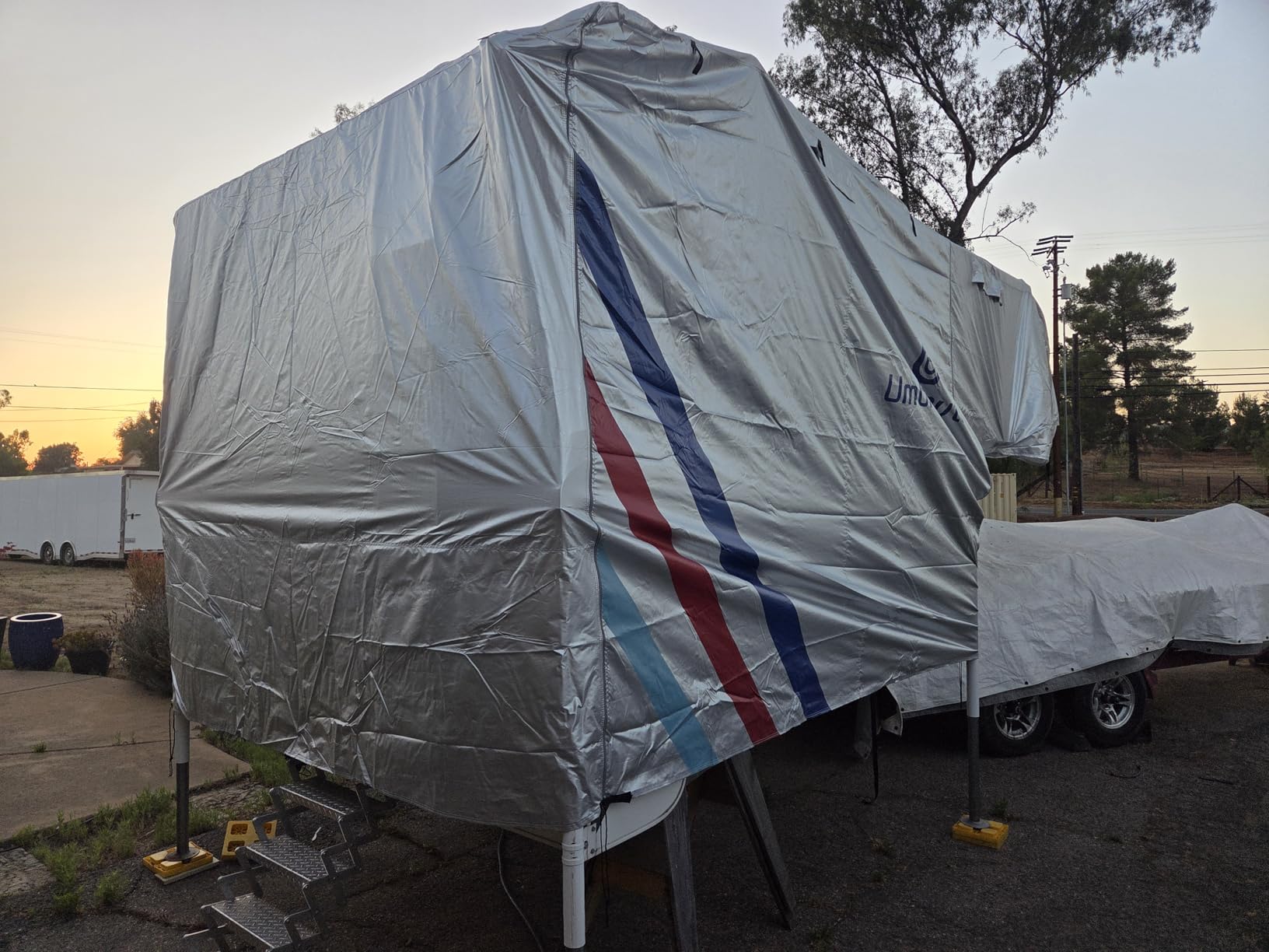 Umbrauto Travel Trailer RV Cover 24' ~ 27' - Upgraded 9-Layers Top Camper Cover, Waterproof & Windproof Heavy Duty Toy Hauler RV Cover for Winter Snow with Tongue Jack Cover, Gutter Covers customer photo 1