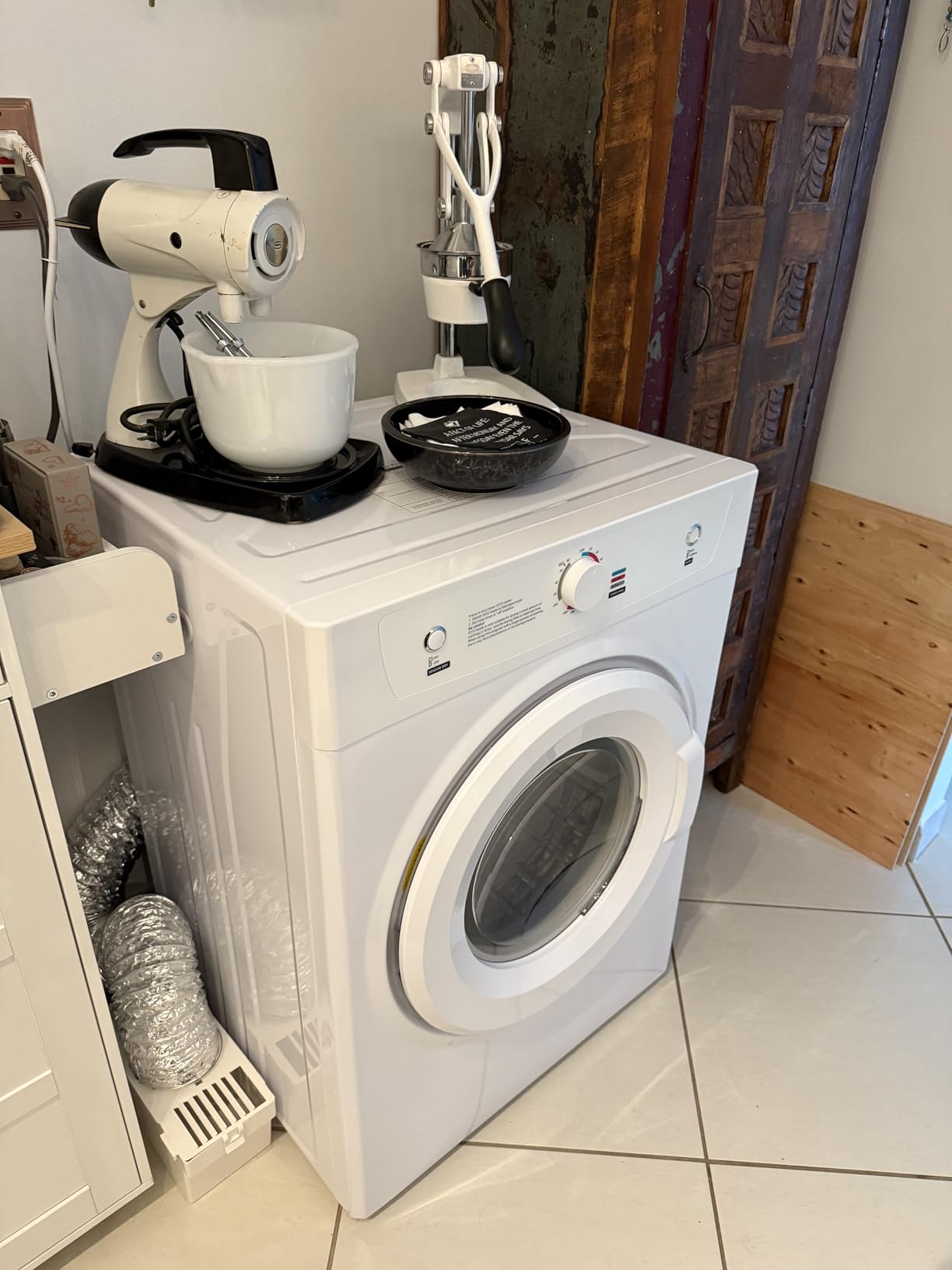 Euhomy Dryer, 3.5 Cu. Ft. 1500W Clothes Dryer, Stainless Steel Tumble Dryer with Exhaust Hose for Home, Apartment, Dorm, White customer photo 1