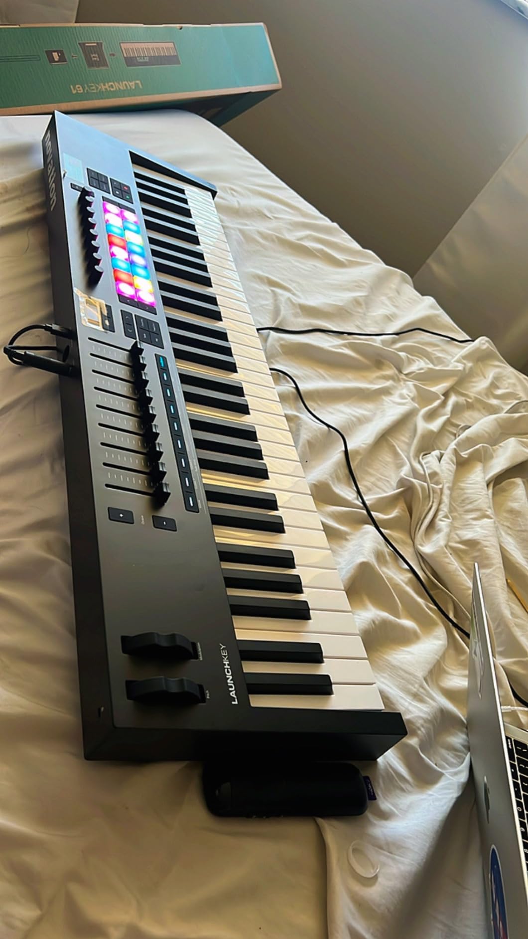 Novation Launchkey 61 MK4 USB MIDI Keyboard Controller | USB, 61 Semi-Weighted Keys, 16 Pads with Polyphonic Aftertouch, 9 Faders, Pitch/Mod Wheels, OLED Display, Scale & Chord Modes customer photo 1