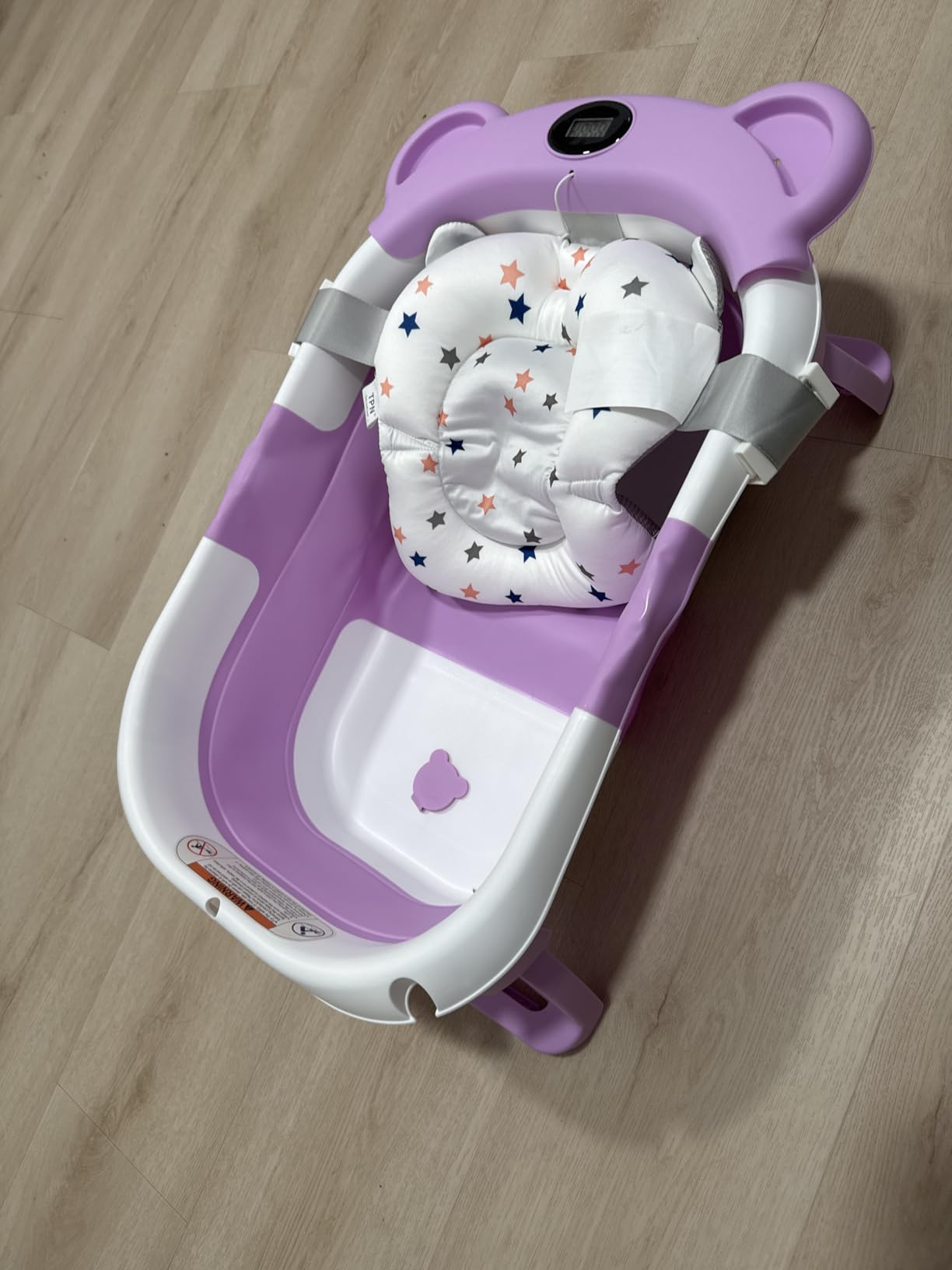 TPN Collapsible Baby Bathtub, Baby Bath Tub with Soft Cushion & Real-Time Thermometer, Baby Bathtub Infant to Toddler Tub (0-36 Months), Portable Newborn Travel Bath Tub customer photo 2