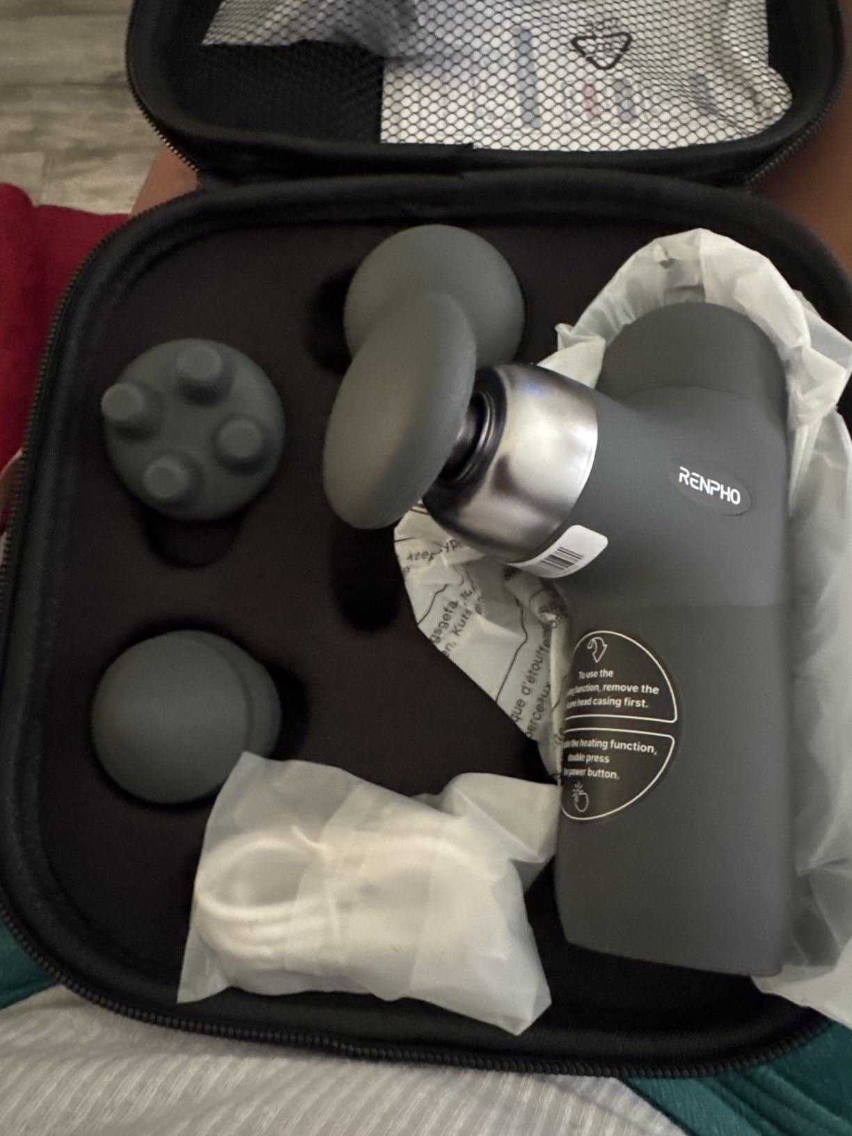 RENPHO Mini Thermal Massage Gun with Heat, Color Silicone Casing, 4 Speeds | Portable, Ultra-Quiet Mini Massage Gun, 4 Heads, Neck, Back Muscle Comfort, Carry Case, Home, Office, Travel Use, Gift Idea customer photo 1