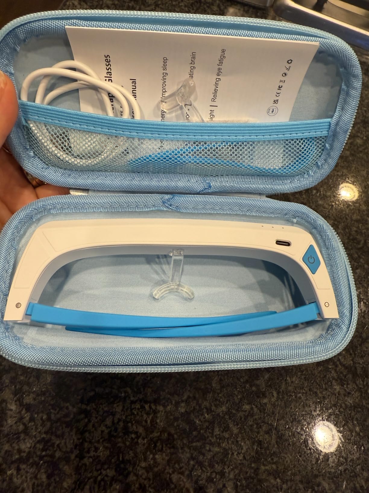 Red & Blue Light Therapy Glasses for Eye Comfort & Daily Wellness | 670nm Red Light, Circadian Rhythm Support, Rechargeable Design, Lightweight Wear, Portable Use customer photo 2