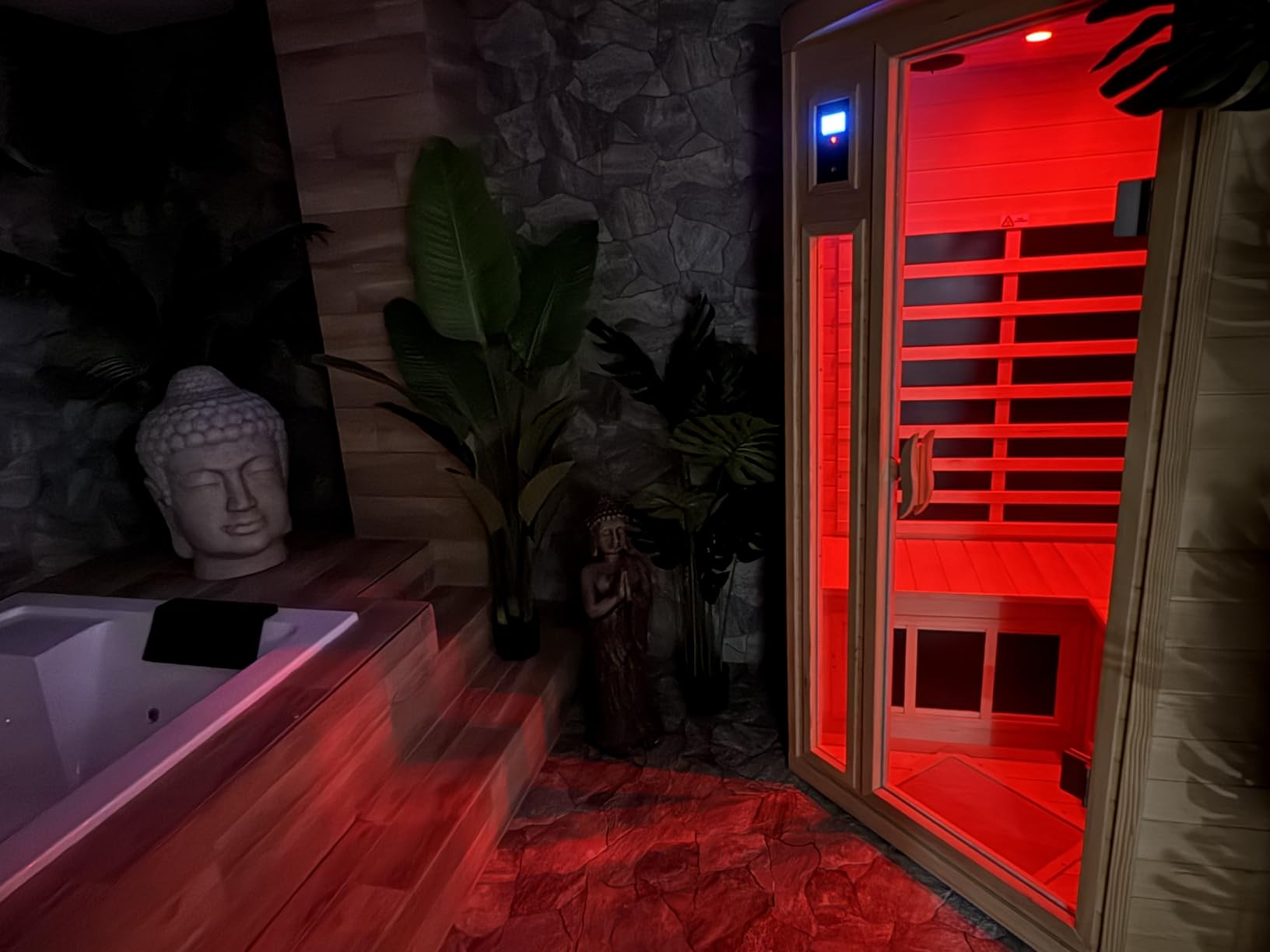 Full Spectrum Sauna, Outdoor Sauna 3 Person Infrared Sauna, Infrared Saunas for Home, 1950W 20A Low EMF Far Infrared Sauna Old Fir Wooden Sauna with Red Light Therapy, Reclining Seats customer photo 1